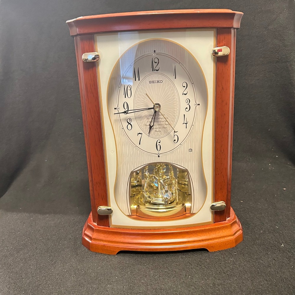 Seiko Melodies in Motion Mantle Clock Brown Musical HW478 Rotating